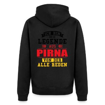 Stadt Pirna Deutschland Legende Spruch - Unisex Premium Bio Zip Hoodie - Schwarz - Hinten - Nico (187cm)