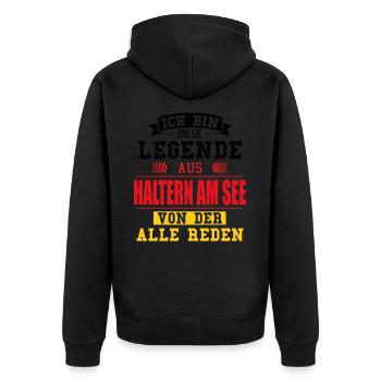 Stadt Haltern am See Deutschland Legende Spruch - Unisex Premium Bio Zip Hoodie - Schwarz - Hinten - Nico (187cm)