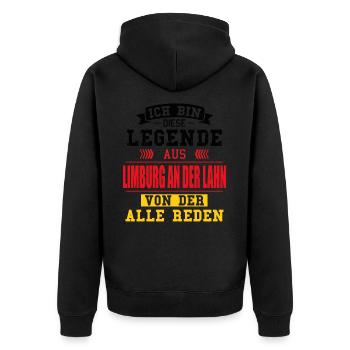 Stadt Limburg an der Lahn Deutschland Legende - Unisex Premium Bio Zip Hoodie - Schwarz - Hinten - Nico (187cm)