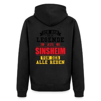 Stadt Sinsheim Deutschland Legende Spruch - Unisex Premium Bio Zip Hoodie - Schwarz - Hinten - Nico (187cm)