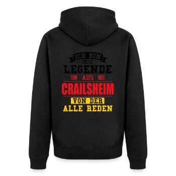 Stadt Crailsheim Deutschland Legende Spruch - Unisex Premium Bio Zip Hoodie - Schwarz - Hinten - Nico (187cm)
