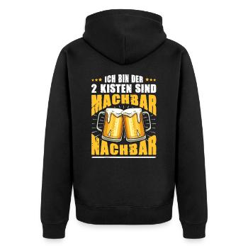 Ich Bin Dieser 2 Kisten Sind Machbar Nachbar Bier - Unisex Premium Bio Zip Hoodie - Schwarz - Hinten - Nico (187cm)