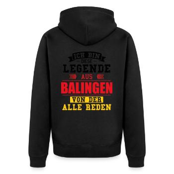 Stadt Balingen Deutschland Legende Spruch - Unisex Premium Bio Zip Hoodie - Schwarz - Hinten - Nico (187cm)