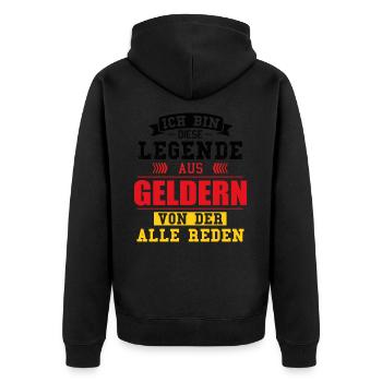 Stadt Geldern Deutschland Legende Spruch - Unisex Premium Bio Zip Hoodie - Schwarz - Hinten - Nico (187cm)