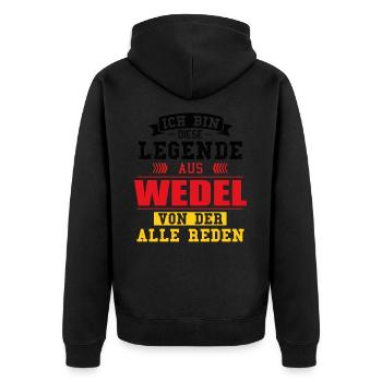 Stadt Wedel Deutschland Legende Spruch - Unisex Premium Bio Zip Hoodie - Schwarz - Hinten - Nico (187cm)