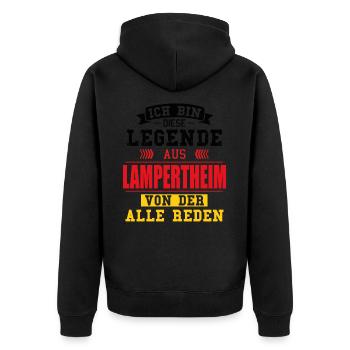 Stadt Lampertheim Deutschland Legende Spruch - Unisex Premium Bio Zip Hoodie - Schwarz - Hinten - Nico (187cm)