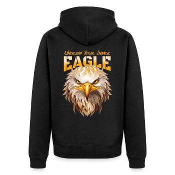 aigle, tête d’aigle, oiseau de proie, oiseau de proie, animal, nature - Veste à capuche bio Premium Unisexe - noir - Dos - Nico (187cm)