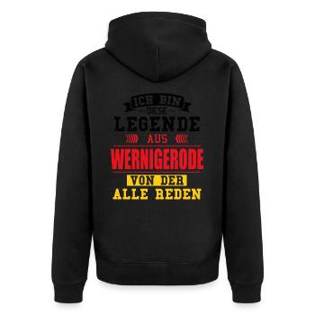 Stadt Wernigerode Deutschland Legende Spruch - Unisex Premium Bio Zip Hoodie - Schwarz - Hinten - Nico (187cm)