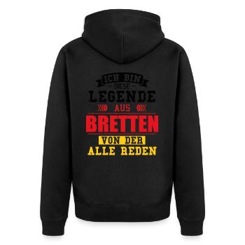 Stadt Bretten Deutschland Legende Spruch - Unisex Premium Bio Zip Hoodie - Schwarz - Hinten - Nico (187cm)