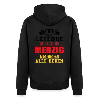 Stadt Merzig Deutschland Legende Spruch - Unisex Premium Bio Zip Hoodie - Schwarz - Hinten - Nico (187cm)