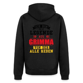 Stadt Grimma Deutschland Legende Spruch - Unisex Premium Bio Zip Hoodie - Schwarz - Hinten - Nico (187cm)