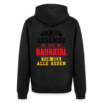 Stadt Baunatal Deutschland Legende Spruch - Unisex Premium Bio Zip Hoodie - Schwarz - Hinten - Nico (187cm)