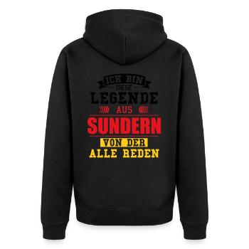 Stadt Sundern Deutschland Legende Spruch - Unisex Premium Bio Zip Hoodie - Schwarz - Hinten - Nico (187cm)