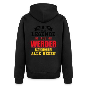 Stadt Werder Deutschland Legende Spruch - Unisex Premium Bio Zip Hoodie - Schwarz - Hinten - Nico (187cm)