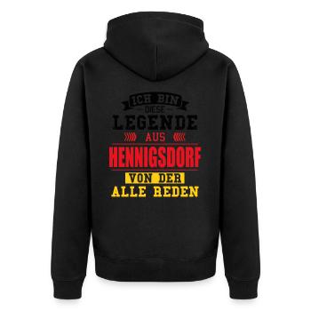 Stadt Hennigsdorf Deutschland Legende Spruch - Unisex Premium Bio Zip Hoodie - Schwarz - Hinten - Nico (187cm)