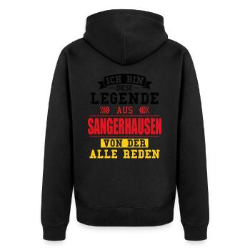 Stadt Sangerhausen Deutschland Legende Spruch - Unisex Premium Bio Zip Hoodie - Schwarz - Hinten - Nico (187cm)