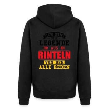 Stadt Rinteln Deutschland Legende Spruch - Unisex Premium Bio Zip Hoodie - Schwarz - Hinten - Nico (187cm)