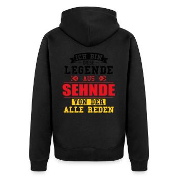 Stadt Sehnde Deutschland Legende Spruch - Unisex Premium Bio Zip Hoodie - Schwarz - Hinten - Nico (187cm)