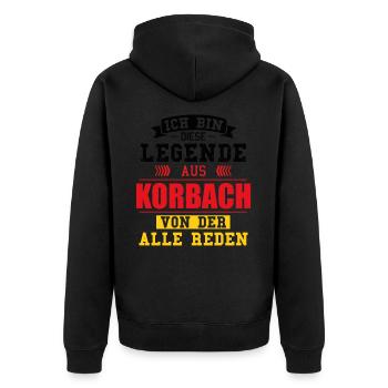 Stadt Korbach Deutschland Legende Spruch - Unisex Premium Bio Zip Hoodie - Schwarz - Hinten - Nico (187cm)