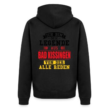Stadt Bad Kissingen Deutschland Legende Spruch - Unisex Premium Bio Zip Hoodie - Schwarz - Hinten - Nico (187cm)