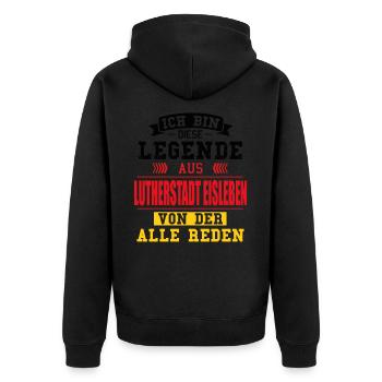 Stadt Lutherstadt Eisleben Deutschland Legende - Unisex Premium Bio Zip Hoodie - Schwarz - Hinten - Nico (187cm)