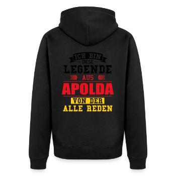 Stadt Apolda Deutschland Legende Spruch - Unisex Premium Bio Zip Hoodie - Schwarz - Hinten - Nico (187cm)