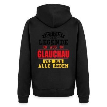 Stadt Glauchau Deutschland Legende Spruch - Unisex Premium Bio Zip Hoodie - Schwarz - Hinten - Nico (187cm)