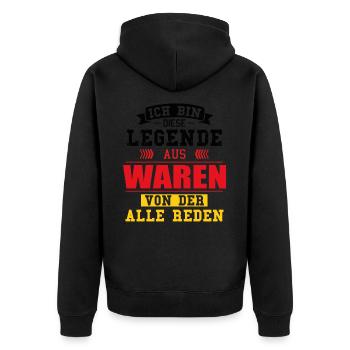 Stadt Waren Deutschland Legende Spruch - Unisex Premium Bio Zip Hoodie - Schwarz - Hinten - Nico (187cm)