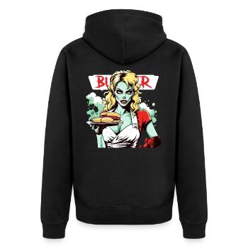 Burger Girl - Unisex Premium Bio Zip Hoodie - Schwarz - Hinten - Nico (187cm)