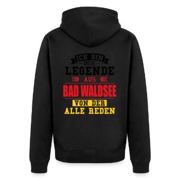 Stadt Bad Waldsee Deutschland Legende Spruch - Unisex Premium Bio Zip Hoodie - Schwarz - Hinten - Nico (187cm)