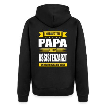 Zwei Titel Papa Und Assistenzarzt Arzt Abschluss - Unisex Premium Bio Zip Hoodie - Schwarz - Hinten - Nico (187cm)