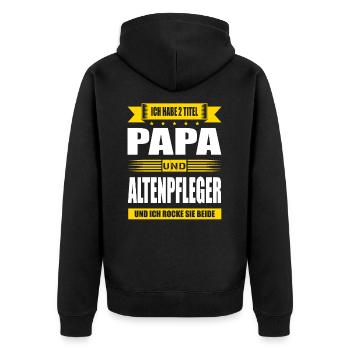 Zwei Titel Papa Und Altenpfleger Pfleger Pflege - Unisex Premium Bio Zip Hoodie - Schwarz - Hinten - Nico (187cm)