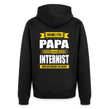 Zwei Titel Papa Und Internist Innere Medizin - Unisex Premium Bio Zip Hoodie - Schwarz - Hinten - Nico (187cm)