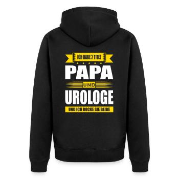 Zwei Titel Papa Und Urologe Frauenarzt Urologie - Unisex Premium Bio Zip Hoodie - Schwarz - Hinten - Nico (187cm)