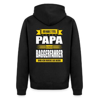 Zwei Titel Papa Und Baggerfahrer Baggerführer - Unisex Premium Bio Zip Hoodie - Schwarz - Hinten - Nico (187cm)