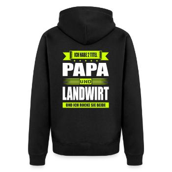 Zwei Titel Papa Und Landwirt Bauer Landwirtschaft - Unisex Premium Bio Zip Hoodie - Schwarz - Hinten - Nico (187cm)