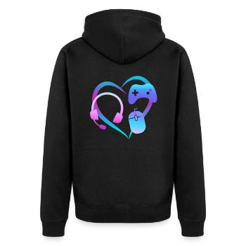 Gaming Liebhaber Controller PC RGB Gamer - Unisex Premium Bio Zip Hoodie - Schwarz - Hinten - Nico (187cm)