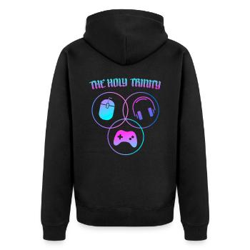 Die Heilige Dreifaltigkeit Des Gaming RGB - Unisex Premium Bio Zip Hoodie - Schwarz - Hinten - Nico (187cm)