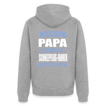 Zwei Titel Papa Und Schneepflugfahrer Winterdienst - Unisex Premium Bio Zip Hoodie - Grau meliert - Hinten - Nico (187cm)
