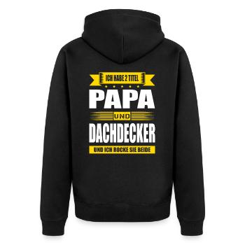 Zwei Titel Papa Und Dachdecker Geselle Meister - Unisex Premium Bio Zip Hoodie - Schwarz - Hinten - Nico (187cm)