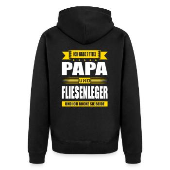 Zwei Titel Papa Und Fliesenleger Meister - Unisex Premium Bio Zip Hoodie - Schwarz - Hinten - Nico (187cm)