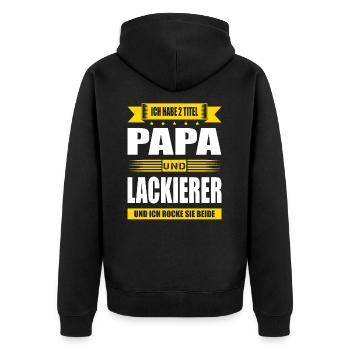 Zwei Titel Papa Und Lackierer Autolackierer - Unisex Premium Bio Zip Hoodie - Schwarz - Hinten - Nico (187cm)