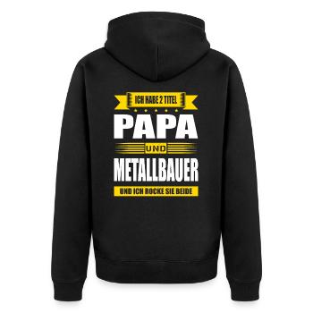 Zwei Titel Papa Und Metallbauer Meister Metallbau - Unisex Premium Bio Zip Hoodie - Schwarz - Hinten - Nico (187cm)