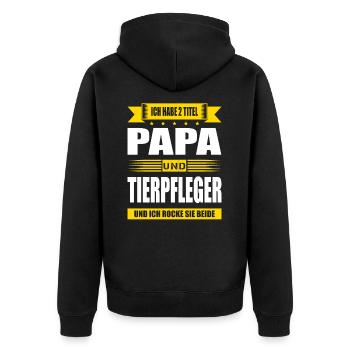 Zwei Titel Papa Und Tierpfleger Zoowärter - Unisex Premium Bio Zip Hoodie - Schwarz - Hinten - Nico (187cm)