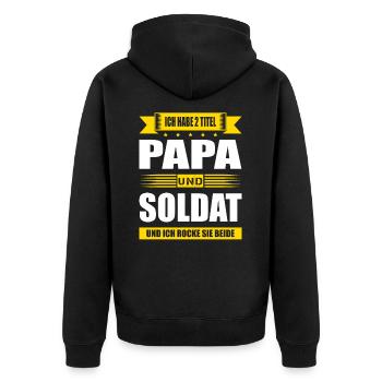 Zwei Titel Papa Und Soldat Armee Zeitsoldat - Unisex Premium Bio Zip Hoodie - Schwarz - Hinten - Nico (187cm)