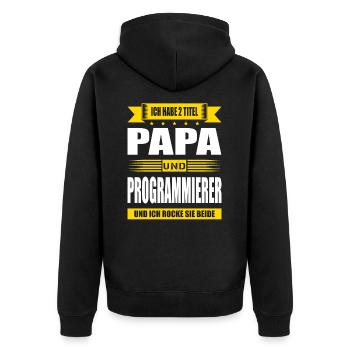 Zwei Titel Papa Und Programmierer IT Techniker - Unisex Premium Bio Zip Hoodie - Schwarz - Hinten - Nico (187cm)