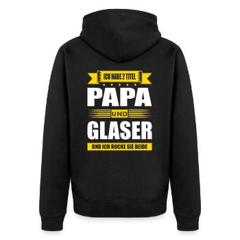 Zwei Titel Papa Und Glaser Spruch Glasbau - Unisex Premium Bio Zip Hoodie - Schwarz - Hinten - Nico (187cm)