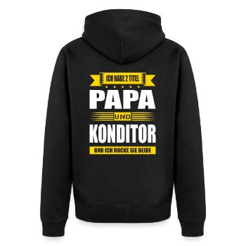 Zwei Titel Papa Konditor Konditorei Zuckerbäcker - Unisex Premium Bio Zip Hoodie - Schwarz - Hinten - Nico (187cm)