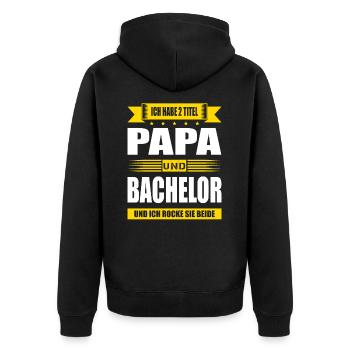 Zwei Titel Papa Und Bachelor Abschluss Prüfung - Unisex Premium Bio Zip Hoodie - Schwarz - Hinten - Nico (187cm)