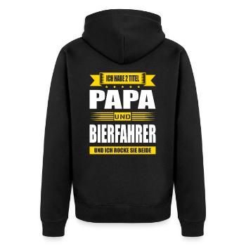 Zwei Titel Papa Und Bierfahrer Bier Lieferant - Unisex Premium Bio Zip Hoodie - Schwarz - Hinten - Nico (187cm)